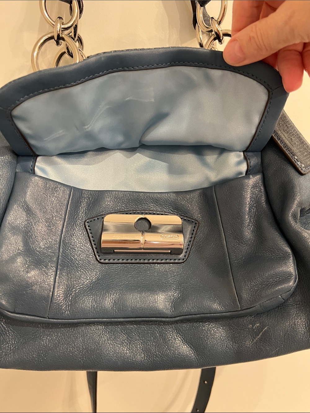 Coach 19296 Kristin Blue Leather Crossbody Satchel - Picture 13 of 16